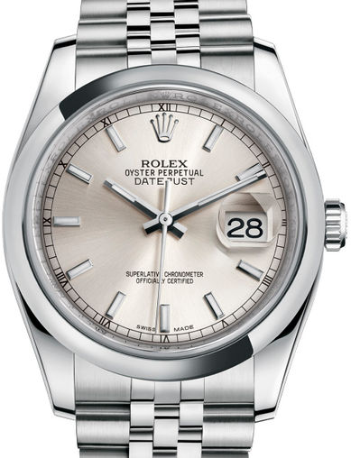 116200 Silver index Jubilee Bracelet Rolex Datejust 36