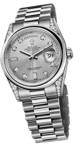 118296  silver dial Rolex Day-Date 36