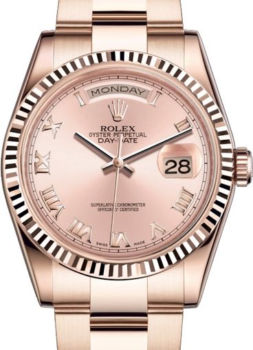 118235 Pink Roman numerals Rolex Day-Date 36