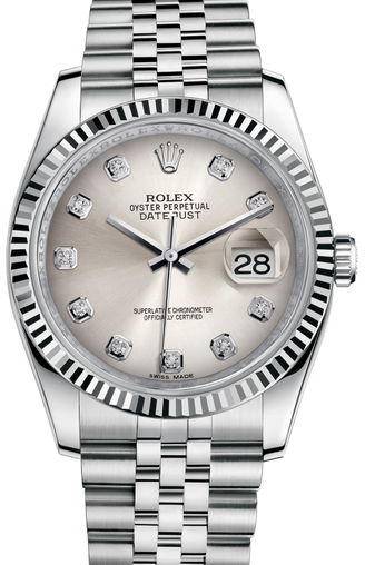 116234 Silver set with diamonds Jubilee Bracelet Rolex Datejust 36