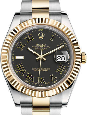 116333 black and gold Roman numerals Rolex Datejust 41