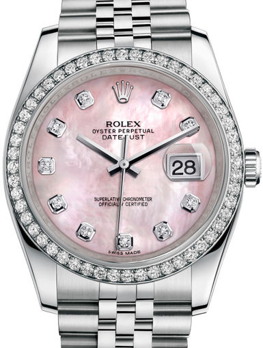116244 Pink mother-of-pearl diamonds Jubilee Brace Rolex Datejust 36