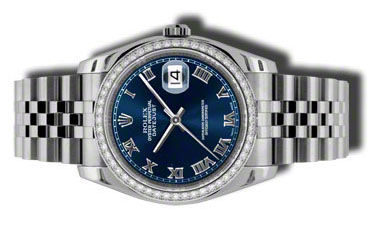 116244 Blue Roman Jubilee Bracelet Rolex Datejust 36