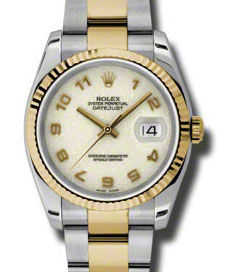 116233 ivory Jubilee Arabic numerals dial Oyster Rolex Datejust 36