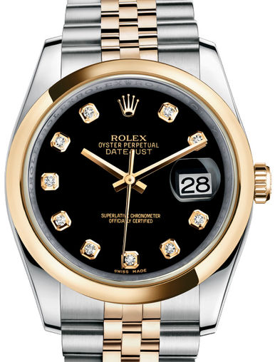 116203 Black set with diamonds Jubilee Bracelet Rolex Datejust 36