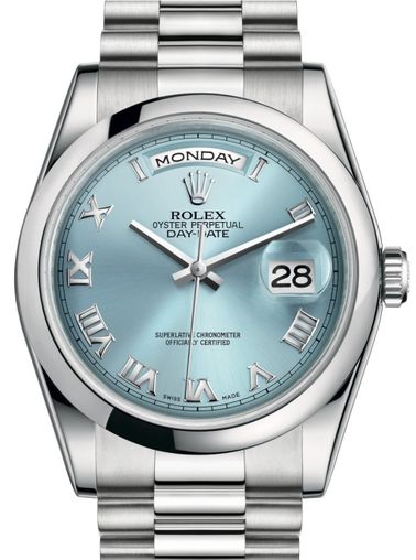 118206 Ice blue Roman hour markers Rolex Day-Date 36