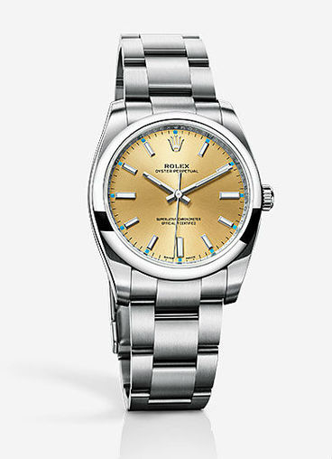 114200  Champagne dial Rolex Oyster Perpetual
