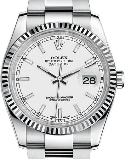 116234 White index Oyster Bracelet Rolex Datejust 36