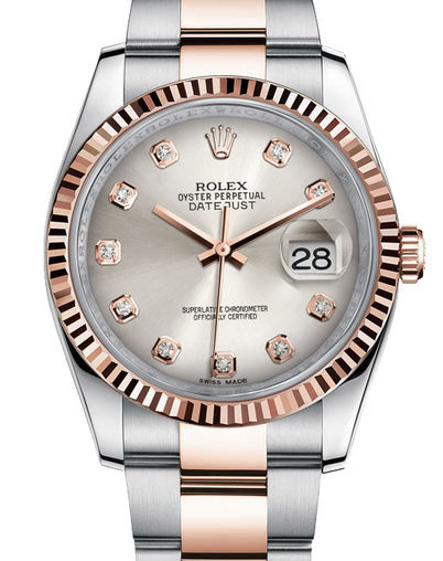 116231 silver diamond dial Oyster Rolex Datejust 36