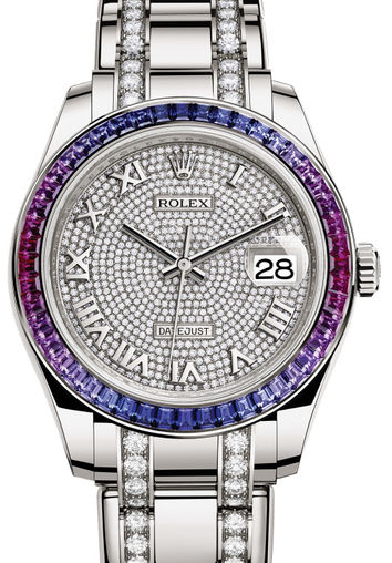 86349SAFUBL paved with 455 diamonds Rolex Pearlmaster