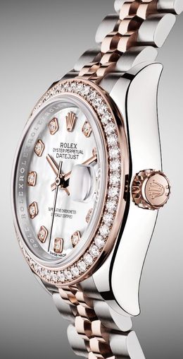 279381RBR White mother-of-pearl set with diamonds Rolex Lady-Datejust 28