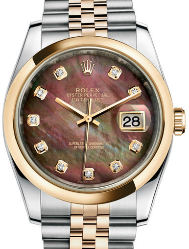 116203 Black mother-of-pearl set with diamonds JB Rolex Datejust 36