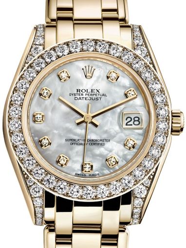 81158 White mother-of-pearl set with diamonds Rolex Pearlmaster