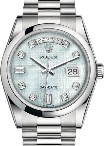 118206 Platinum mother-of-pearl with oxford motif Rolex Day-Date 36