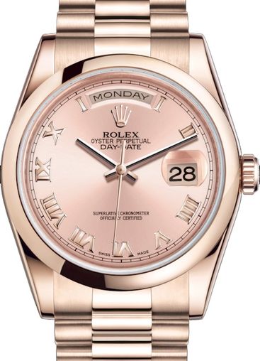 118205 Pink Roman numerals Rolex Day-Date 36