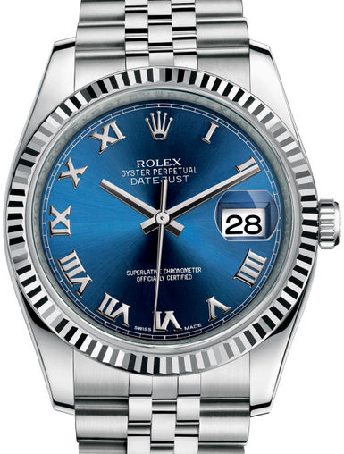 116234 Blue Roman Jubilee Bracelet Rolex Datejust 36