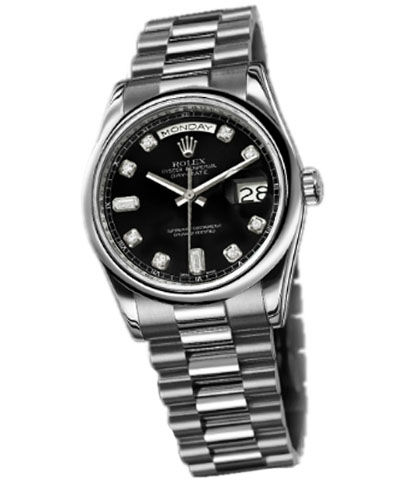 118209 black dial diamonds Rolex Day-Date 36