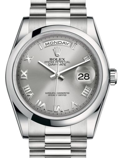 118206 Rhodium Roman hour markers Rolex Day-Date 36