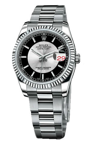 116234 silver and black dial index Rolex Datejust 36