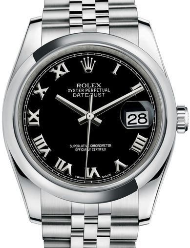 116200 Black Roman numerals Jubilee Bracelet Rolex Datejust 36