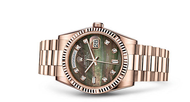 118235F Black mother-of-pearl set with diamonds Rolex Day-Date 36