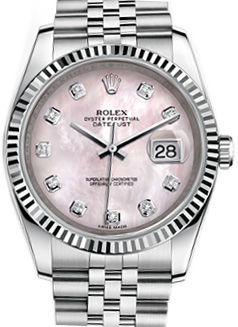 116234 Pink mother-of-pearl diamonds Jubilee Brace Rolex Datejust 36