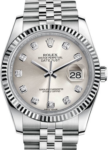 116234 Silver set with diamonds Jubilee Bracelet Rolex Datejust 36