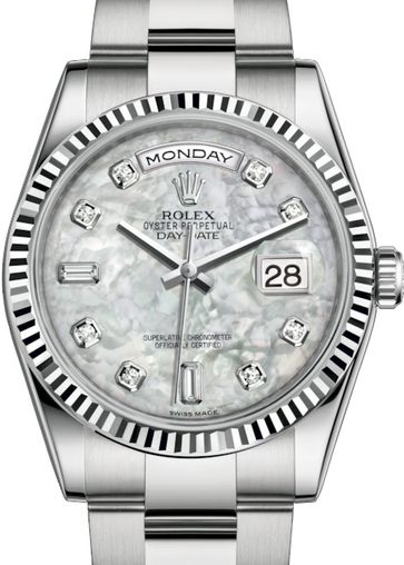 118239 white mother-of-pearl diamonds dial Oyster Rolex Day-Date 36