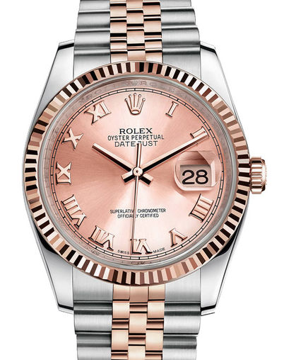 116231 pink Roman dial Jubilee Rolex Datejust 36