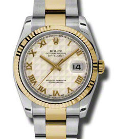116233 ivory pyramid dial Oyster Rolex Datejust 36