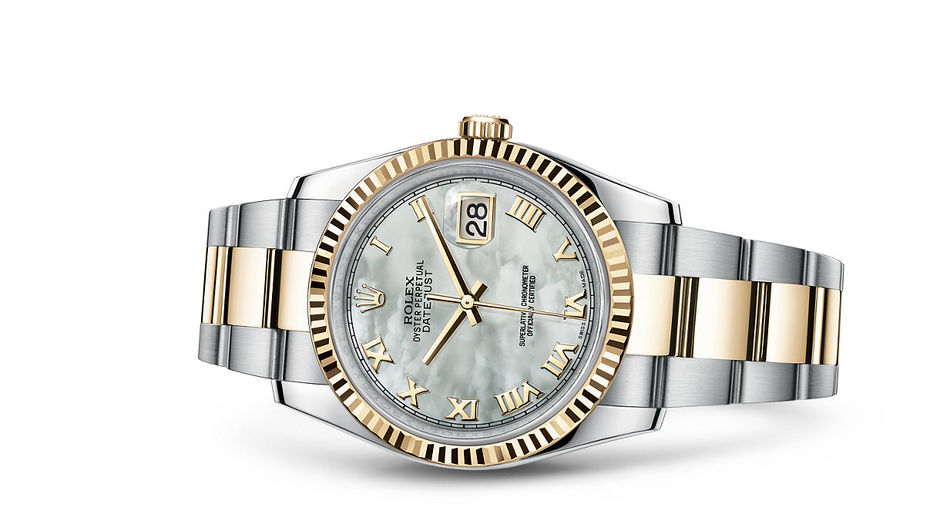 116233 White mother-of-pearl Roman Oyster Rolex Datejust 36