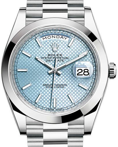 228206 Ice blue diagonal motif Rolex Day-Date 40