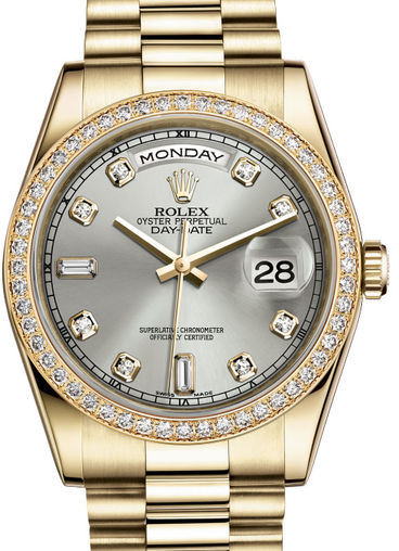 118348 Silver set with diamonds Rolex Day-Date 36
