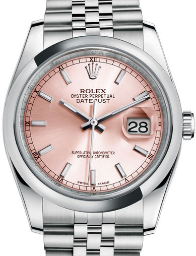 116200 Pink index Jubilee Bracelet Rolex Datejust 36