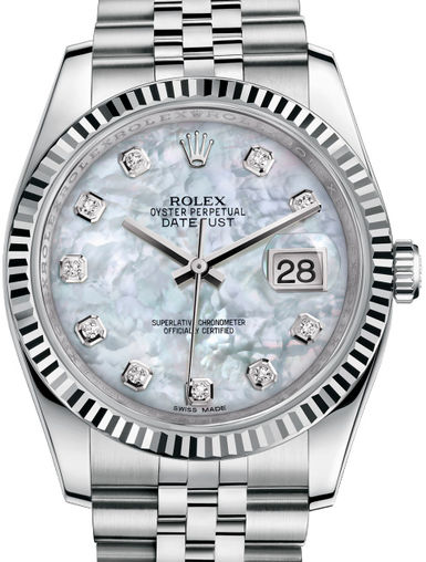 116234 White mother-of-pearl diamonds Jubliee Rolex Datejust 36