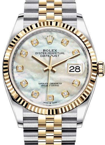 126233 White mother-of-pearl diamonds Jubilee Rolex Datejust 36