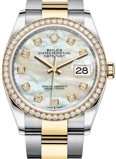 126283RBR White mother-of-pearl set with diamonds Rolex Datejust 36
