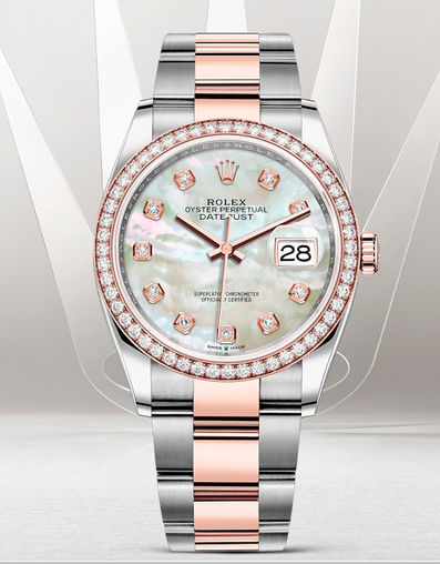 126281RBR White mother-of-pearl set with diamonds Rolex Datejust 36