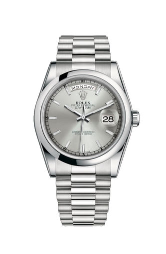 118206 Silver index dial Rolex Day-Date 36