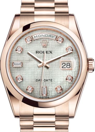 118205 White mother-of-pearl with oxford motif Rolex Day-Date 36