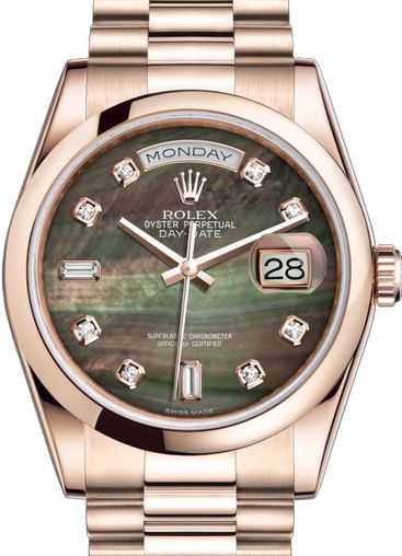 118205 Black mother-of-pearl set with diamonds Rolex Day-Date 36