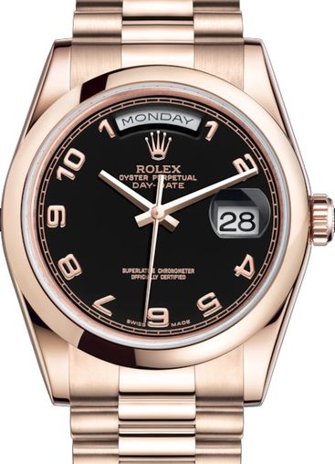 118205 Black with gold Arabic numerals Rolex Day-Date 36
