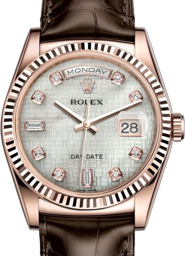 118135 White mother-of-pearl with oxford motif Rolex Day-Date 36