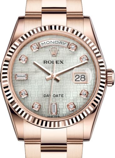 118235 White mother-of-pearl with oxford motif Rolex Day-Date 36