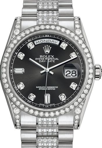 118389 Black set with diamonds Rolex Day-Date 36