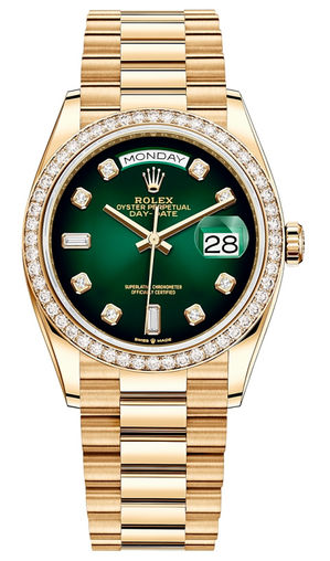 128348RBR Green ombre set with diamonds Rolex Day-Date 36