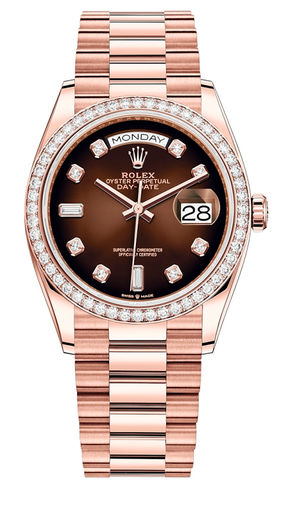 128345RBR Brown ombre set with diamonds Rolex Day-Date 36