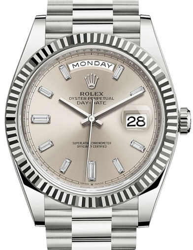 228239 Silver set with diamonds Rolex Day-Date 40