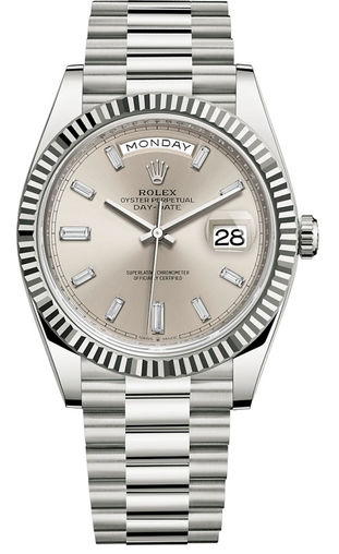 228239 Silver set with diamonds Rolex Day-Date 40