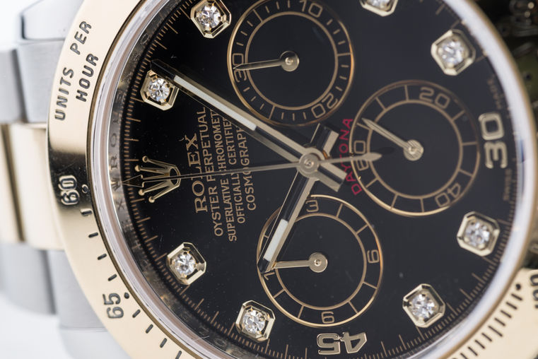 116523 Black set with diamonds USED Rolex Cosmograph Daytona